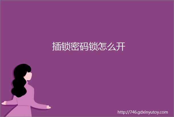 插锁密码锁怎么开